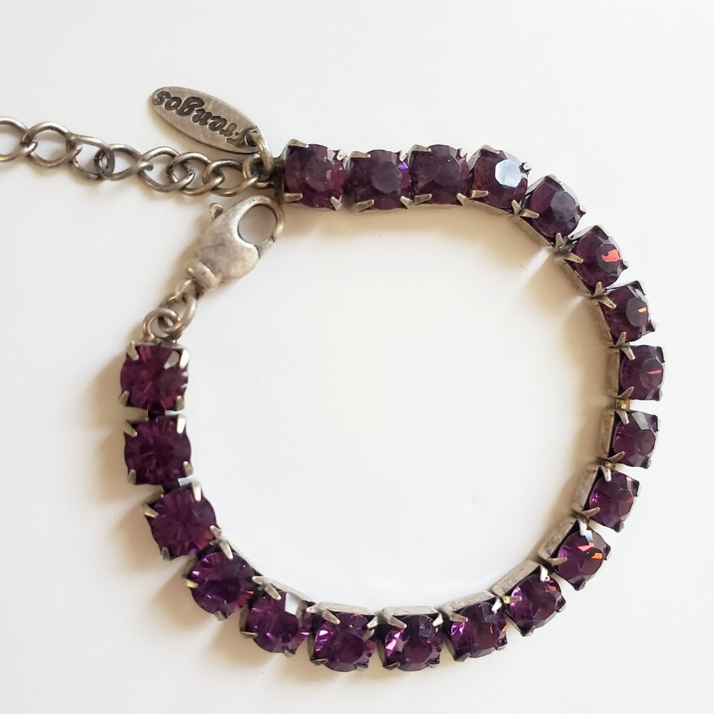 NIKOLAS FRANGOS Purple Crystal Stones Tennis Bracelet Silver Finish Timeless